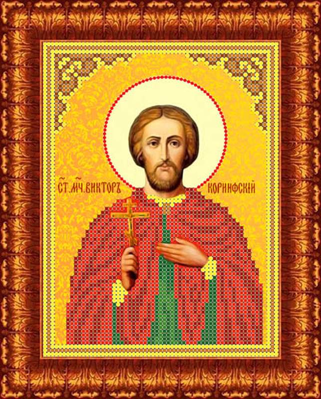 Икона Святой Виктор - Основа на габардине для вышивки бисером и крестом